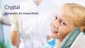  Presentation with dentist - PPT layouts enhanced with dental care - cute smiling girl background and a sky blue colored foreground