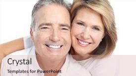  Presentation with seniors - Presentation theme consisting of dental care - happy seniors couple in love background and a coral colored foreground