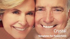  Presentation with senior couple - Audience pleasing PPT theme consisting of dental care - senior couple smiling backdrop and a coral colored foreground