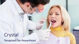  Presentation with patient care - Colorful slides enhanced with dental care - stomatolog treats teeth patient backdrop and a sky blue colored foreground