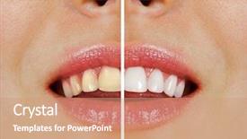  Presentation with teeth whitening - Slides enhanced with dental care - woman teeth background and a coral colored foreground