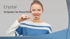  Presentation with dental hygiene - Colorful PPT theme enhanced with dental-care-hygiene-and-people backdrop and a light gray colored foreground