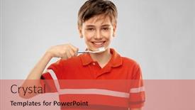  Presentation with dental hygiene - Beautiful theme featuring dental-care-hygiene-and-people backdrop and a red colored foreground
