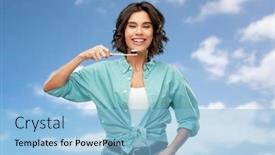  Presentation with oral hygiene - PPT theme featuring dental-care-oral-hygiene background and a light blue colored foreground