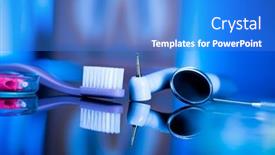  Presentation with equipment - Amazing presentation theme having dental-care-symbols-stomatology-equipment backdrop and a teal colored foreground
