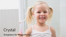  Presentation with teeth - Colorful PPT layouts enhanced with dental child - cute girl brushing her teeth backdrop and a  colored foreground