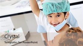  Presentation with dental kids - Slides having dental child - kids at hospital little doctors background and a mint green colored foreground