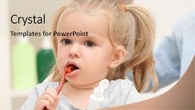 Presentation with teeth - Presentation theme having dental child - little girl brushing teeth background and a lemonade colored foreground
