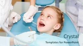  Presentation with dental office - PPT theme enhanced with dental child - little girl sitting background and a  colored foreground