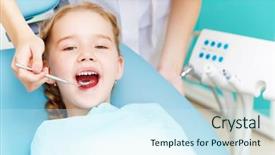  Presentation with dental office - Beautiful PPT layouts featuring dental child - little girl sitting backdrop and a  colored foreground