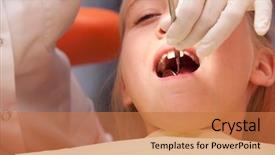  Presentation with dental child - Slide deck featuring dental child - teenage girl at a dentist background and a coral colored foreground