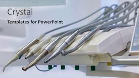  Presentation with clinic - Presentation theme featuring dental-clinic-and-dental-instruments background and a light blue colored foreground