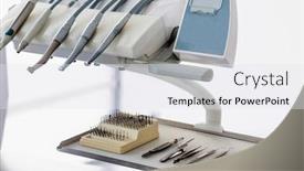  Presentation with clinic - Presentation theme with dental-clinic-and-dental-instruments background and a sky blue colored foreground