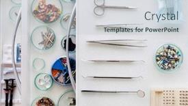  Presentation with clinic - Cool new slide deck with dental-clinic-and-dental-instruments backdrop and a lemonade colored foreground