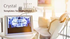  Presentation with work in clinic dental surgery - Presentation design consisting of dental-clinic-and-dental-instruments background and a lemonade colored foreground