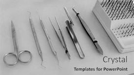  Presentation with work in clinic dental surgery - Presentation design featuring dental-clinic-and-dental-instruments background and a light gray colored foreground