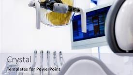  Presentation with clinic - Amazing presentation design having dental-clinic-and-dental-instruments backdrop and a lemonade colored foreground