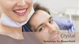  Presentation with dental - Colorful slide set enhanced with dental-clinic-beautiful-dentist backdrop and a coral colored foreground