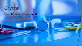  Presentation with clinic - Audience pleasing PPT theme consisting of dental-clinic-interior-medicine-equipment backdrop and a light blue colored foreground