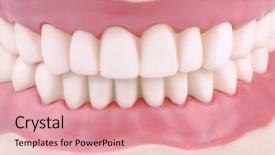  Presentation with odontology teeth mode - Slide deck featuring dental demonstration model of teeth background and a coral colored foreground