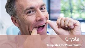  Presentation with string orchestra - Cool new theme with dental diseas - portrait of man cleaning teeth backdrop and a  colored foreground