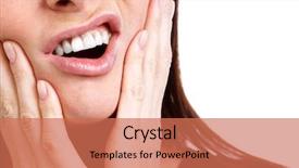  Presentation with background - Amazing presentation theme having dental diseas - woman with a toothpain isolated backdrop and a coral colored foreground