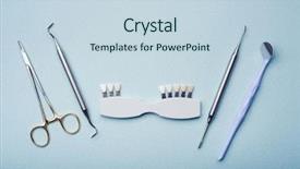  Presentation with light shade blue - Theme consisting of dental equipment on light blue background and a  colored foreground