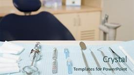  Presentation with equipment - PPT theme featuring dental equipment background and a sky blue colored foreground