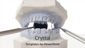  Presentation with plaster - Presentation design featuring dental examining plaster dents model background and a light gray colored foreground