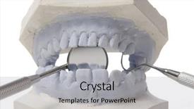  Presentation with biology - Slide set having dental examining plaster dents model background and a light gray colored foreground