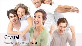  Presentation with cartoon black white people - Cool new slides with dental family - happy smiling people over white backdrop and a  colored foreground