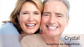  Presentation with senior couple - Beautiful theme featuring dental family - senior smiling couple in love backdrop and a coral colored foreground
