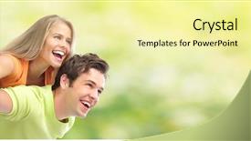  Presentation with young happy couple - Presentation theme having dental family - young happy loving couple background and a blonde colored foreground