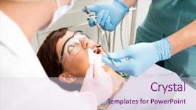  Presentation with needle - Audience pleasing presentation design consisting of dentist giving a freezing needle backdrop and a sky blue colored foreground