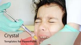  Presentation with office king - Presentation with painful gums - kid visiting dentist office background and a mint green colored foreground