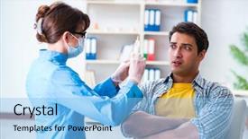  Presentation with injection - Audience pleasing presentation theme consisting of dental injection - patient afraid of dentist backdrop and a light blue colored foreground