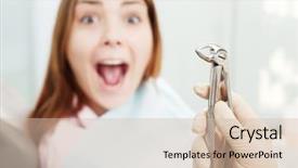  Presentation with dental extraction - Audience pleasing presentation consisting of dental extraction - portrait of scared woman backdrop and a soft green colored foreground