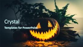  Presentation with scary halloween - PPT theme enhanced with scary traditional pumpkin lantern background and a wine colored foreground