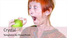  Presentation with teeth - Beautiful PPT theme featuring dental funny - woman losing her false teeth backdrop and a lemonade colored foreground