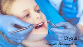  Presentation with heal - Amazing theme having dental heal - little girl sitting backdrop and a teal colored foreground