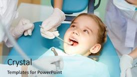  Presentation with heal - Beautiful presentation theme featuring dental heal - little girl sitting backdrop and a light blue colored foreground