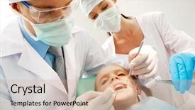  Presentation with dentist - Slides enhanced with dental health - dentist and a nurse curing background and a coral colored foreground