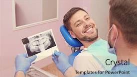  Presentation with dental - Slides enhanced with dental health - dentist looking at x-ray image background and a coral colored foreground
