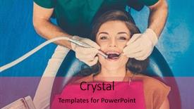  Presentation with dentist - Beautiful PPT theme featuring dental health - young beautiful brunette woman backdrop and a red colored foreground