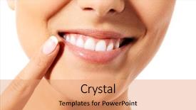  Presentation with health money insurance concept - PPT layouts consisting of dental health concept - beautiful woman background and a coral colored foreground