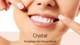  Presentation with health money insurance concept - PPT theme with dental health concept - beautiful woman background and a coral colored foreground