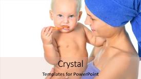  Presentation with parent child teen - Audience pleasing presentation theme consisting of dental hygiene education children - mother and child brushing teeth backdrop and a  colored foreground