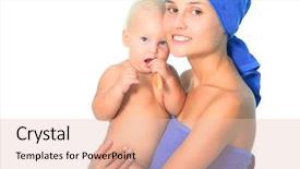  Presentation with parent child teen - PPT theme with dental hygiene education children - mother and child brushing teeth background and a lemonade colored foreground