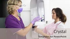  Presentation with dentist xray - Amazing theme having dental hygiene instruction - dentist instructing patient using digital backdrop and a soft green colored foreground