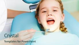  Presentation with office - Slide deck consisting of dental hygienist - little girl sitting background and a light blue colored foreground